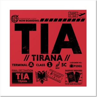 Vintage Tirana TIA Airport Code Travel Day Retro Travel Tag Albania Posters and Art